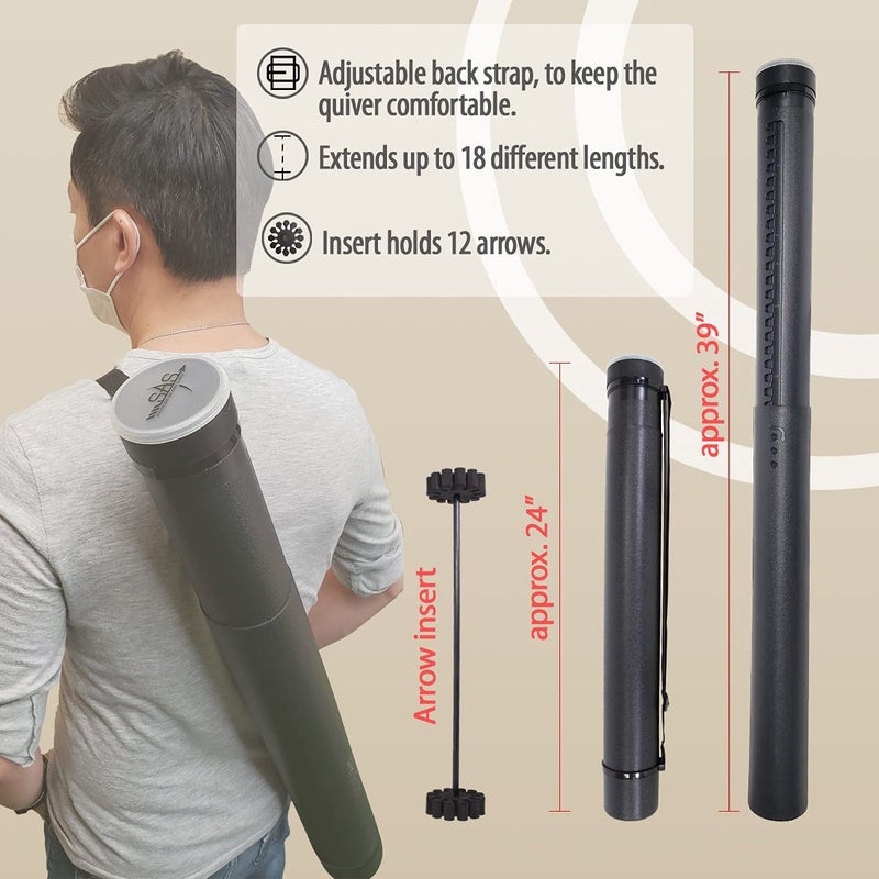 SAS Adjustable Archery Arrow Case Carrier with Strap (Tube with Insert) - Image 5